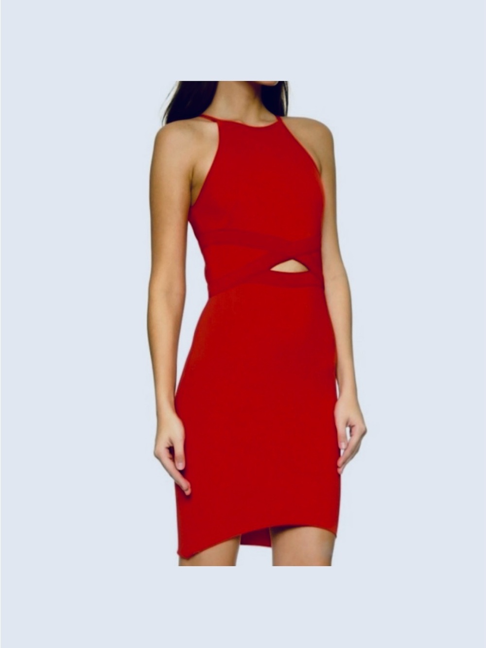 bec + bridge Red Halter Cutout Mini Dress